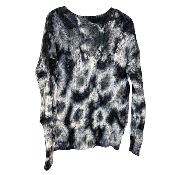 Anthropologie Pilcro Joni Tie-Dye Chunky Cable Knit Sweater Navy Blue White XS - Picture 3 of 9